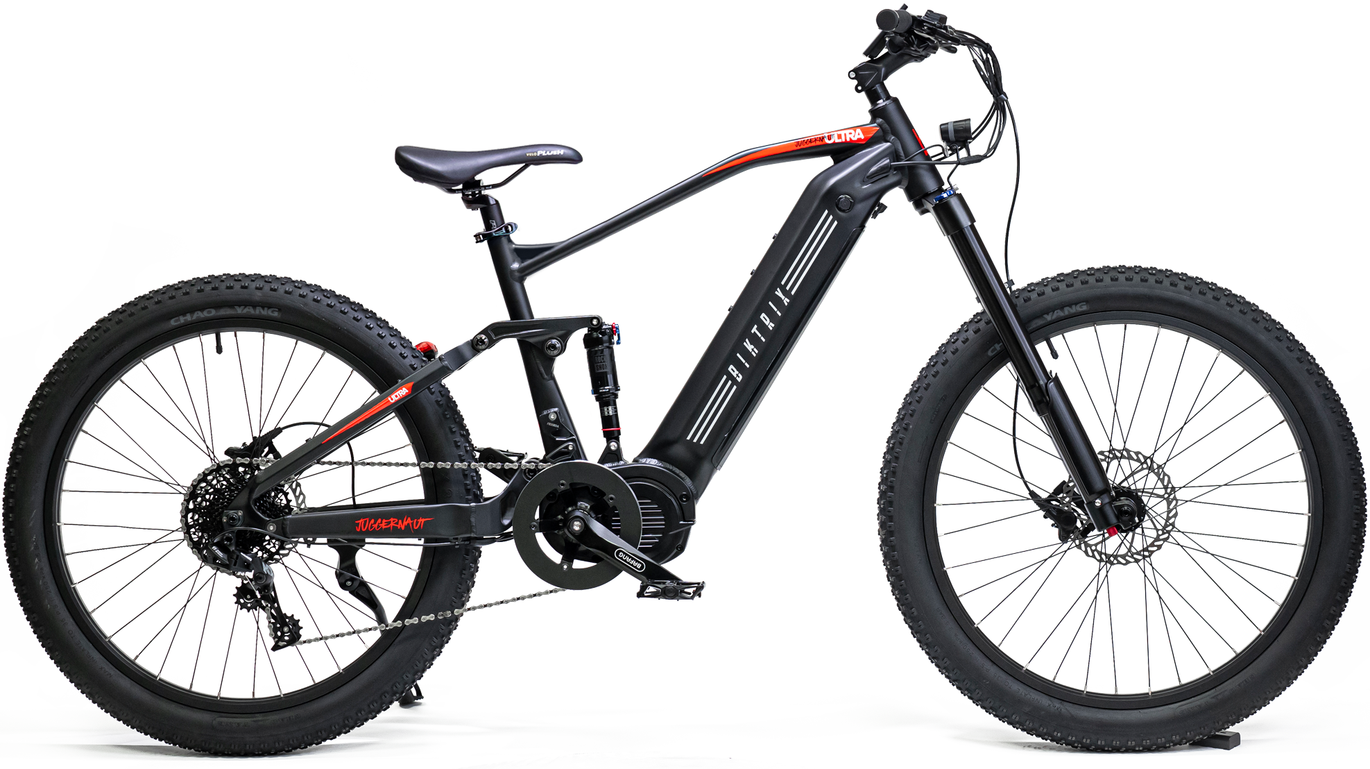 Juggernaut Ultra FS Pro 3 - MTB / XL | 21” Frame (Fits Riders  6’3”+ / 34”+ inseam) / Matte Black / 27.5x3 MTB Wheels (great on pavement | groomed trails)