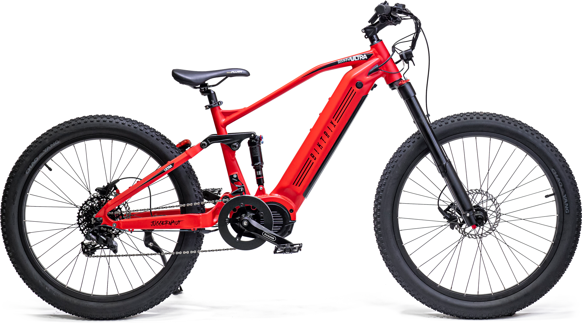 Juggernaut Ultra FS Pro 3 - MTB / XL | 21” Frame (Fits Riders  6’3”+ / 34”+ inseam) / Matte Red / 27.5x3 MTB Wheels (great on pavement | groomed trails)