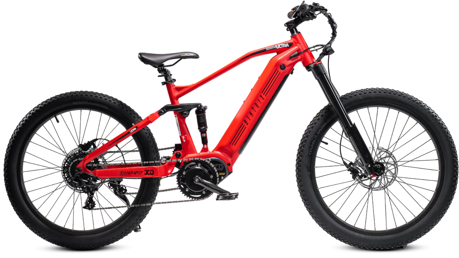 Juggernaut FS XD MTB - Matte Red / XL | 21” Frame (Fits Riders 6’3”+ / 34”+ inseam) / 27.5x3 MTB Wheels (great on pavement | groomed trails)