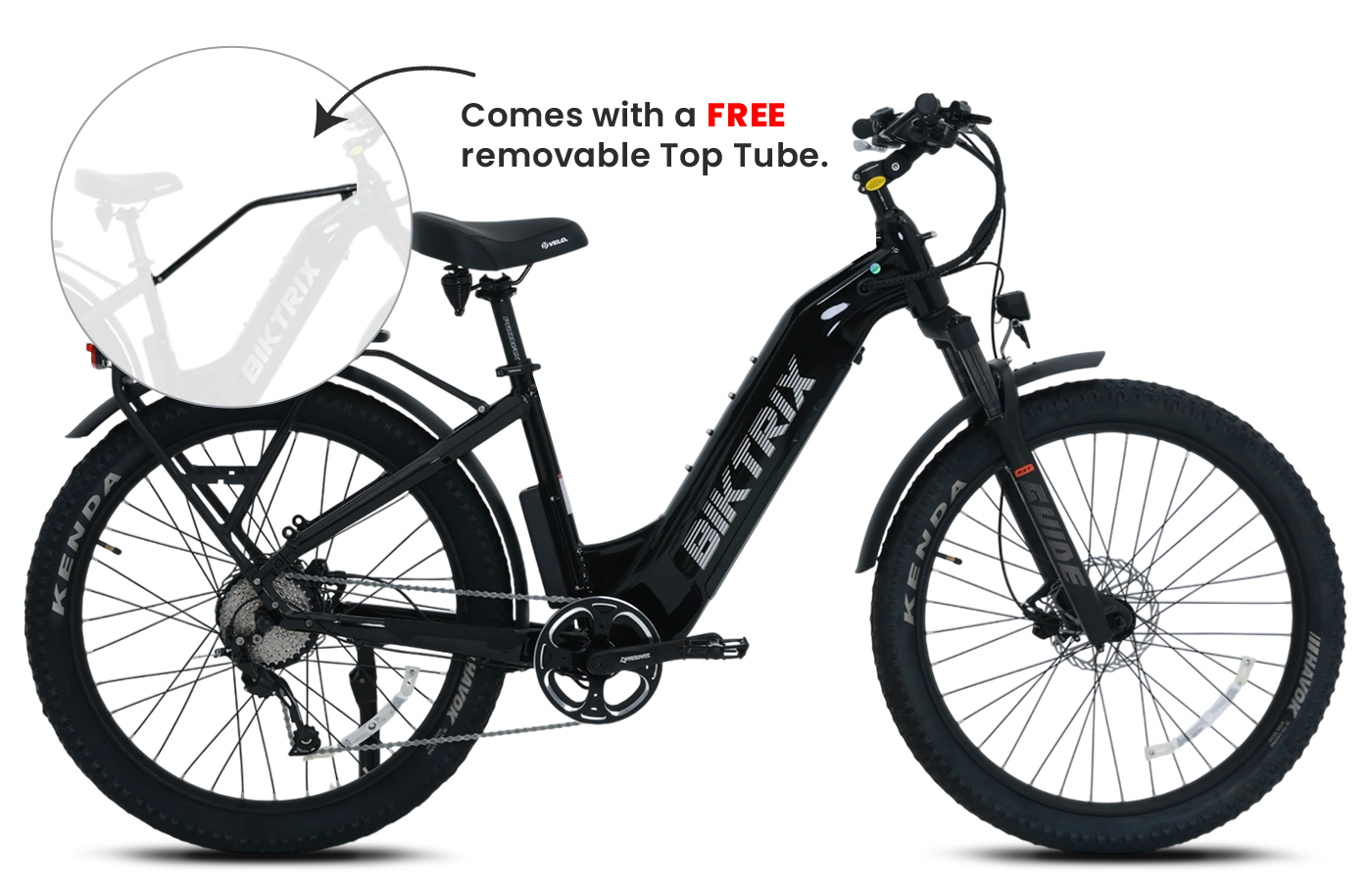 Juggernaut Hub Duo Pro Step-Thru - L | 18” Frame (Fits Riders  5’6”+ / 30”+ inseam) / Powder Coated / 27.5x3 MTB Wheels (great on pavement | groomed trails)