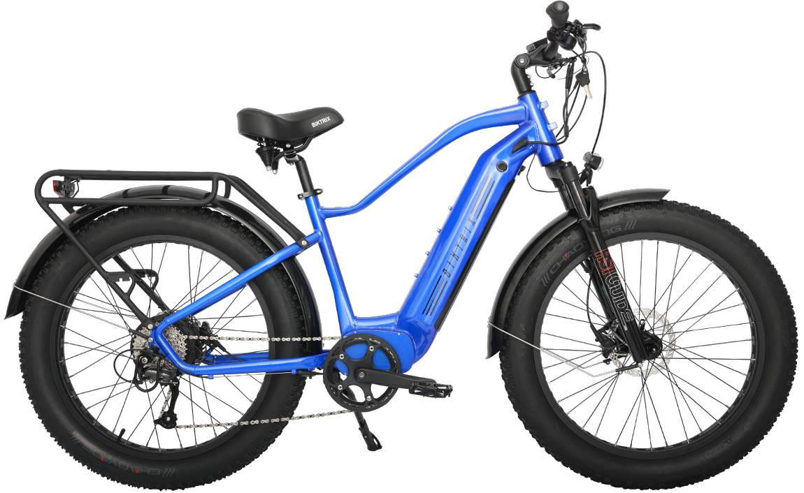 Juggernaut Hub Duo Step-Over - Step-Over / L | 19” Frame (Fits Riders  5’10”+ / 31”+ inseam) / Electric Blue / 26x4 Fat Wheels (great on snow | sand | gravel)