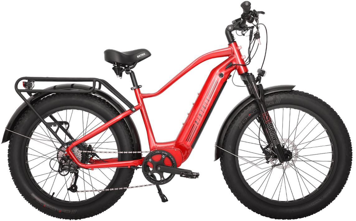 Juggernaut Hub Duo Step-Over - Step-Over / L | 19” Frame (Fits Riders  5’10”+ / 31”+ inseam) / Matte Red / 26x4 Fat Wheels (great on snow | sand | gravel)
