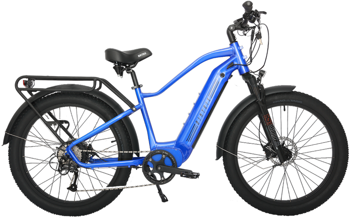 Juggernaut Hub Duo Step-Over - Step-Over / L | 19” Frame (Fits Riders  5’10”+ / 31”+ inseam) / Electric Blue / 27.5x3 MTB Wheels (great on pavement | groomed trails)