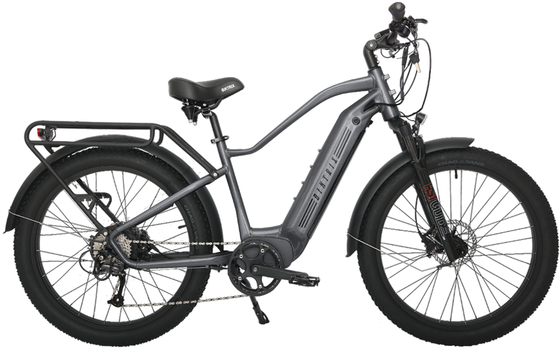 Juggernaut Hub Duo Step-Over - Step-Over / L | 19” Frame (Fits Riders  5’10”+ / 31”+ inseam) / Metallic Charcoal / 27.5x3 MTB Wheels (great on pavement | groomed trails)