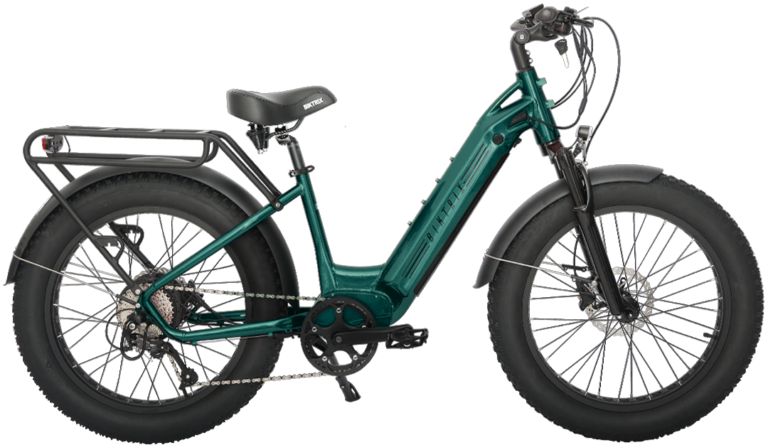 Juggernaut Hub Duo Step-Over - Step-Thru / L | 19” Frame (Fits Riders  5’10”+ / 31”+ inseam) / Powder Coated / 27.5x3 MTB Wheels (great on pavement | groomed trails)