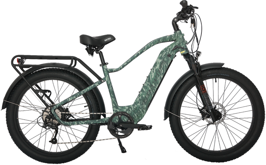 Juggernaut Hub Duo Step-Over - Step-Over / L | 19” Frame (Fits Riders  5’10”+ / 31”+ inseam) / Camo / 27.5x3 MTB Wheels (great on pavement | groomed trails)