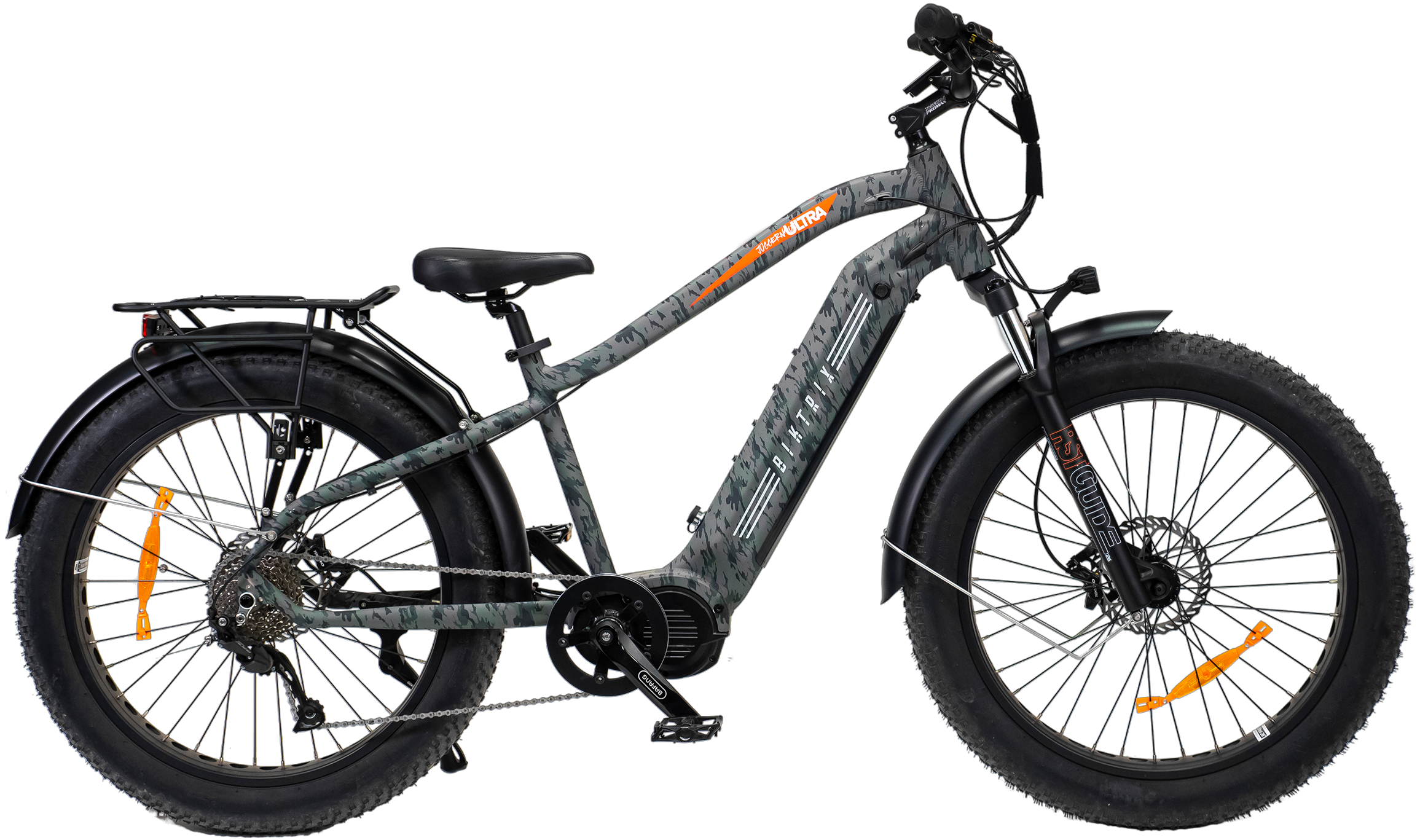 Juggernaut Ultra Duo 2 Step-Over - L | 19” Frame (Fits Riders  5’10”+ / 32”+ inseam) / Urban Camo / 27.5x3 MTB wheels (Great on pavement | groomed trails)