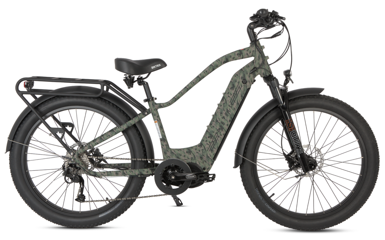 Juggernaut Ultra Duo 4 Step-Over | 52V - M | 17" Frame (Fits Riders 5’6”+ / 30”+ inseam) / Camo / 27.5x3 MTB Wheels (great on pavement | groomed trails)