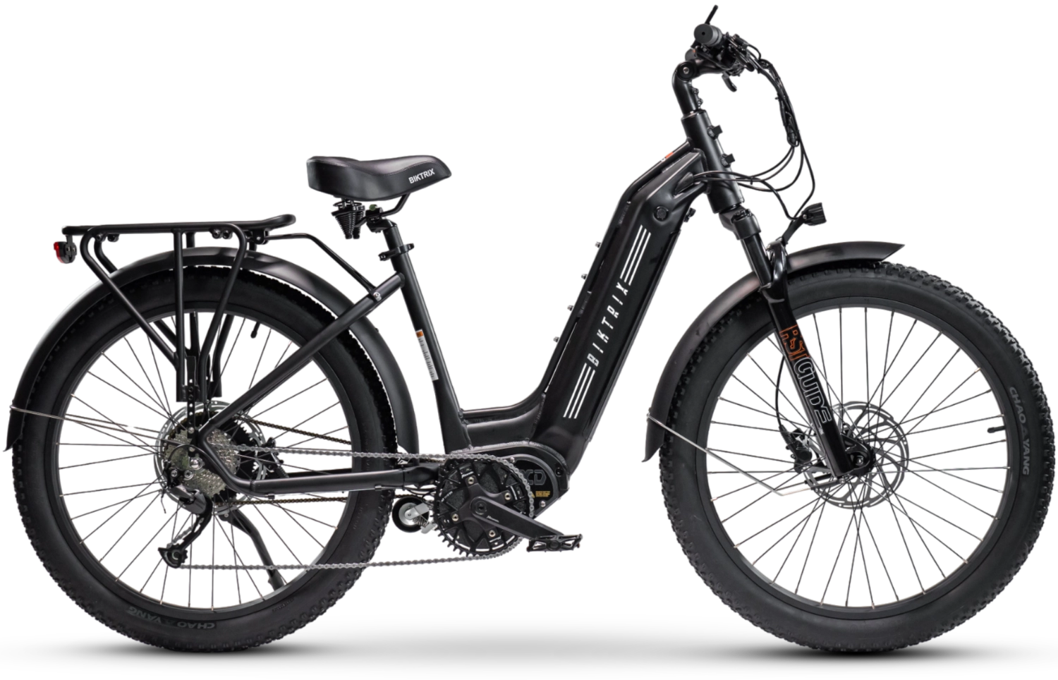 Juggernaut XD Duo Step-Thru - M | 16” Frame (Fits Riders 5’6”+ / 30”+ inseam) / Satin Black / 27.5x3 MTB Wheels (great on pavement | groomed trails)