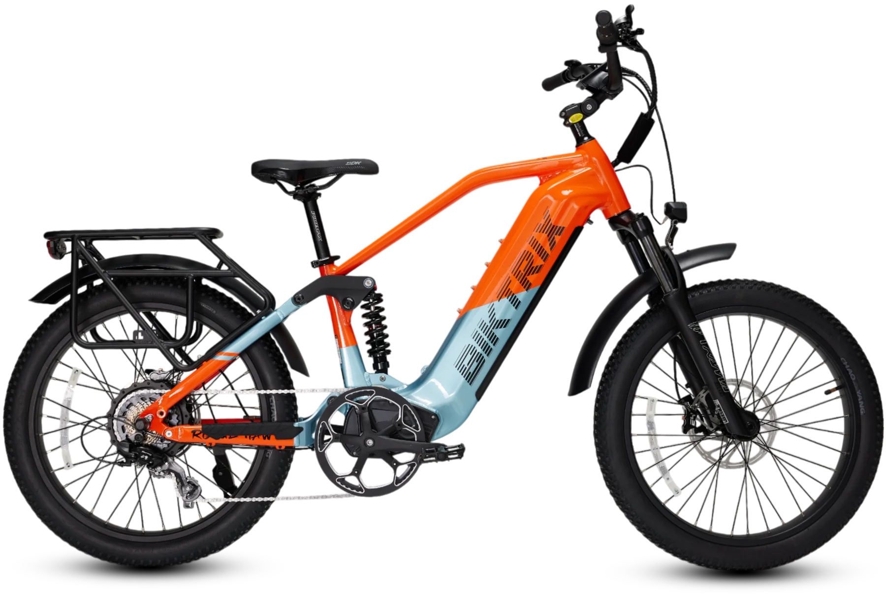 RogueHawk FS Step-Over | 70V - Save $200 - Pre-Order For Late June / Blue/Orange / L | 18” Frame | 27.5x3 MTB(Fits Riders 5’8” and taller | 30”+ inseam)