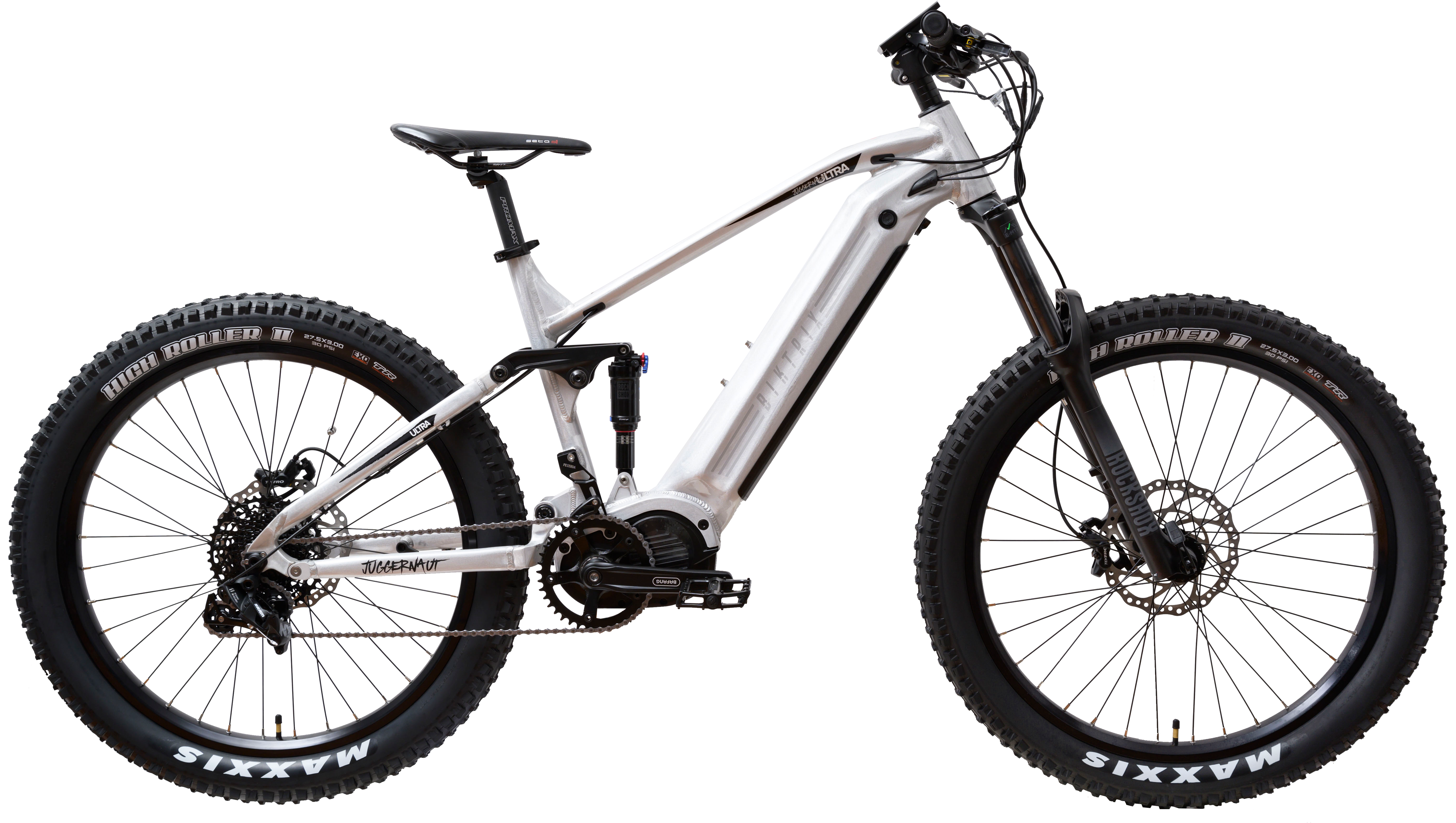 Juggernaut Ultra FS Pro - L | 19” Frame (Fits Riders  6’1”+ / 33”+ inseam) / Brushed Aluminum / 27.5X3 MTB Wheels (Great on pavement | groomed trails)