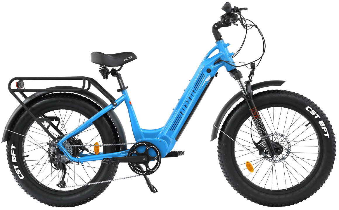 Juggernaut Hub Duo Step-Over - Step-Thru / M | 17” Frame (Fits Riders 5’4”+ / 29”+ inseam) / Prairie Blue / 24x4 Wheels (great all around use)