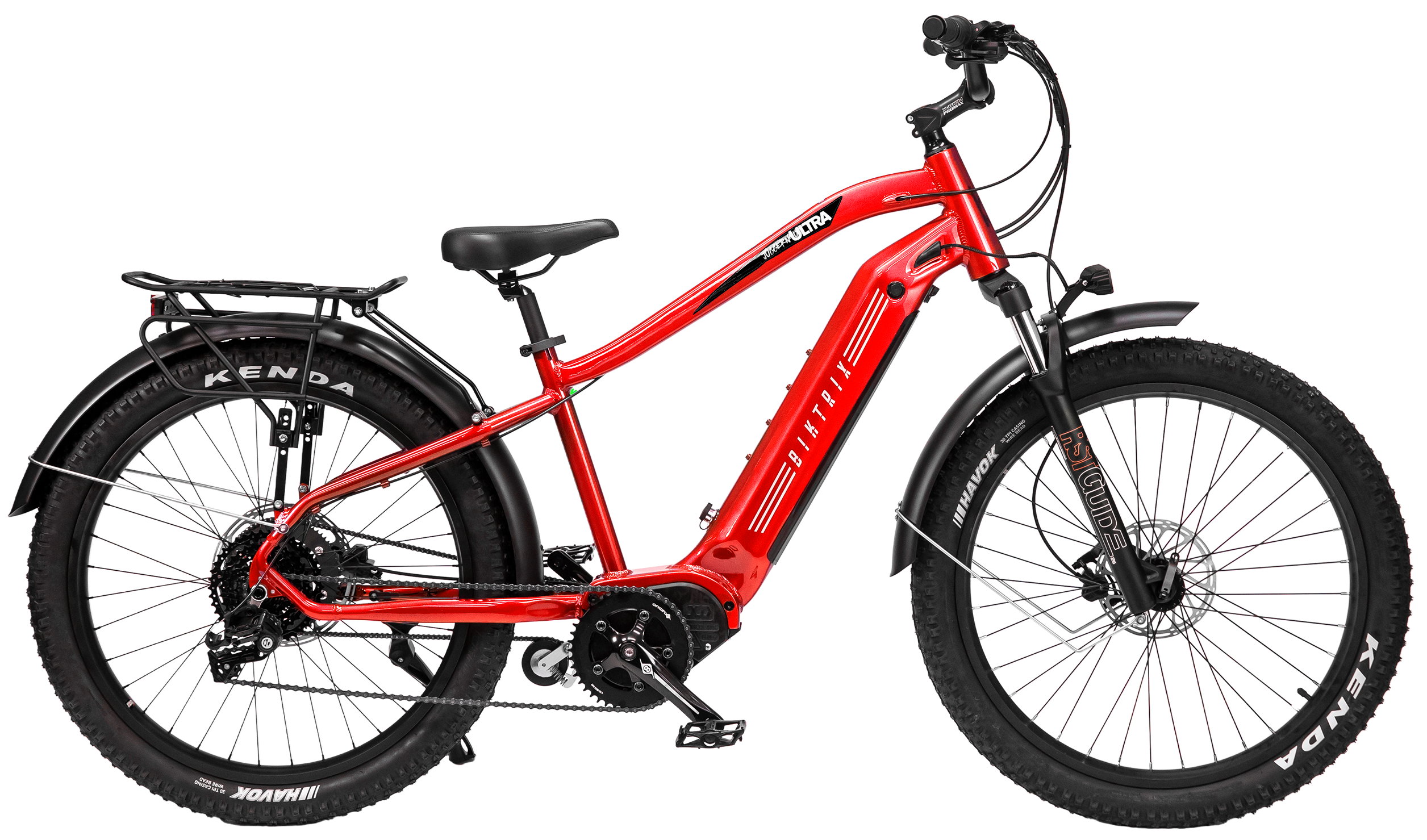 Juggernaut XD Duo Step-Over - M | 17” Frame (Fits Riders 5’6”+ / 31”+ inseam) / Red / 26x4 Fat Wheels (great on snow | sand | gravel)